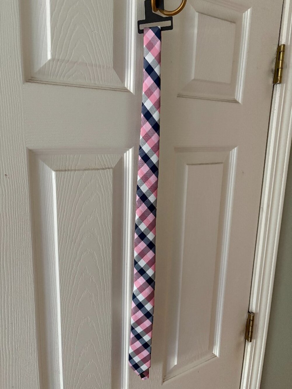 🛍️ Express Men's Tie Pink Navy Blue White Gingham Plaid NWT $40